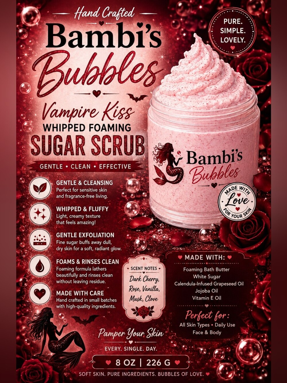 New! Bambi’s Bubbles Whipped Sugar Scrub 8oz - Picture 6 of 12